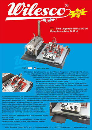 Wilesco Dampfmaschine D32 Neuheit 2017